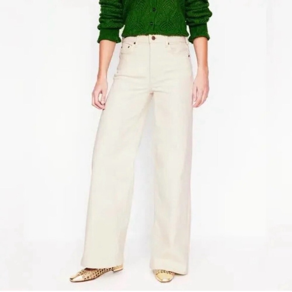 Boden‎ Alexis Wide Leg White Corduroy Pants Size 16 / 18 R